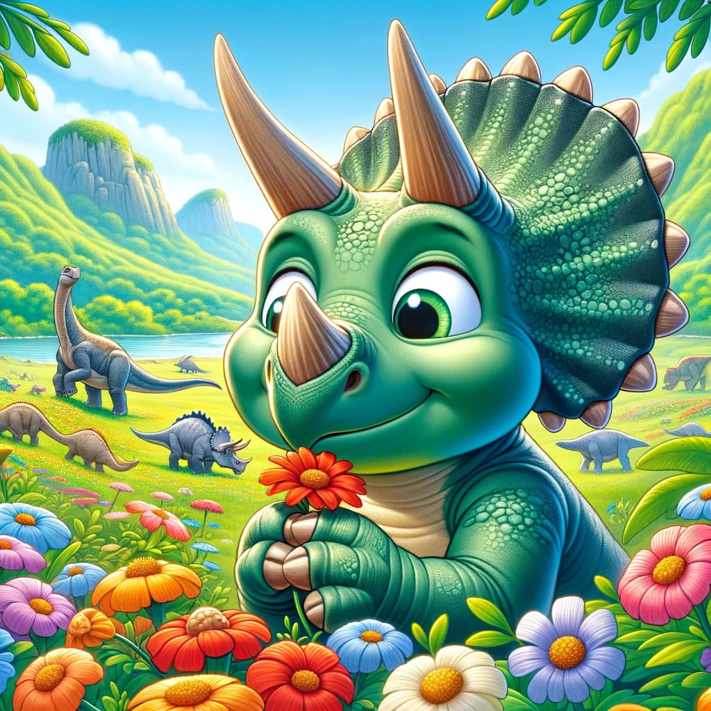 Triceratopsen Theo som elskede blomster
